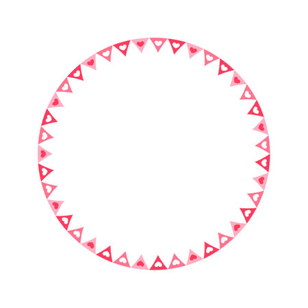 Round pastel frame with heart pattern design. Simple minimal Valentine's Day decorative element.のイラスト素材