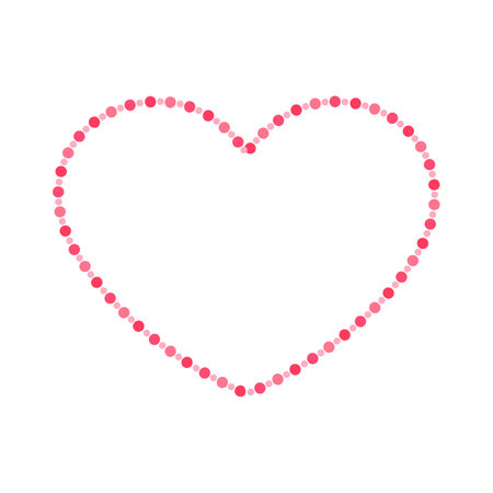 Heart shape frame with pink and red pastel polka dot pattern design. Simple minimal Valentine's Day decorative element.のイラスト素材