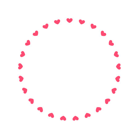 Round pastel frame with heart pattern design. Simple minimal Valentine's Day decorative element.のイラスト素材
