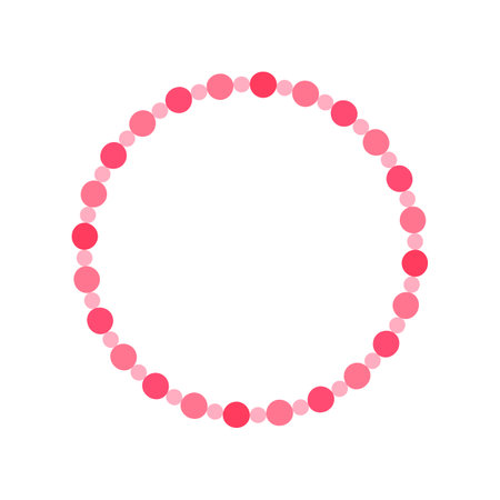 Round pastel frame with pink polka dot pattern design. Simple minimal Valentine's Day decorative element.のイラスト素材
