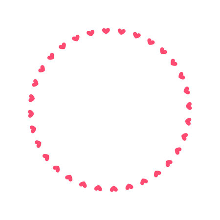 Round pastel frame with heart pattern design. Simple minimal Valentine's Day decorative element.のイラスト素材