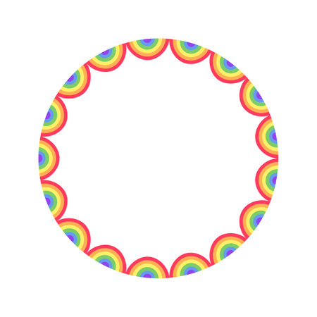 Rainbow scallop frame. Simple minimal border template.のイラスト素材