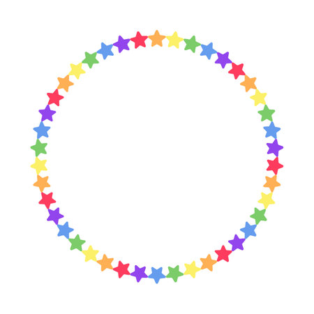 Rainbow colored stars frame. Simple minimal border template.のイラスト素材