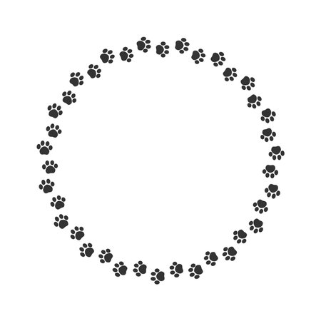Round animal paw print frame silhouetteのイラスト素材
