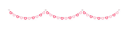 Valentine's Day pastel red hearts banner bunting vector illustration clipartのイラスト素材