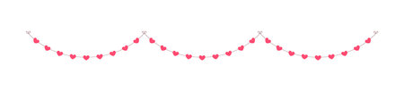Valentine's Day red hearts banner bunting vector illustration clipartのイラスト素材
