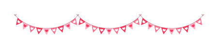 Valentine's Day red hearts banner bunting vector illustration clipartのイラスト素材