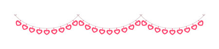 Valentine's Day red hearts banner bunting vector illustration clipartのイラスト素材