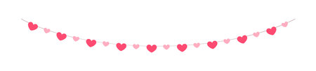 Valentine's Day red hearts banner bunting vector illustration clipartのイラスト素材