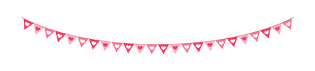 Valentine's Day red hearts banner bunting vector illustration clipartのイラスト素材