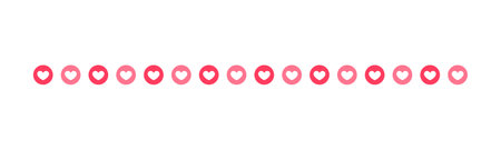 Pink hearts pattern border separator. Valentines romantic pastel simple flat clipart vector illustrationのイラスト素材