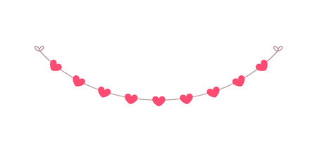 Valentine's Day pastel red hearts banner bunting vector illustration clipartのイラスト素材