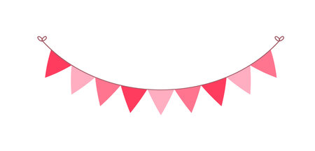 Valentine's Day triangle pennant banner bunting vector illustration clipartのイラスト素材