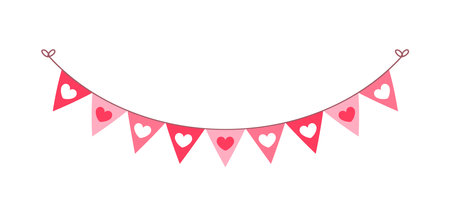 Valentine's Day triangle pennant banner bunting vector illustration clipartのイラスト素材