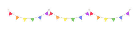 Rainbow pennant garland bunting divider simple vector illustration clipartのイラスト素材