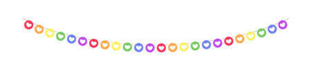 Rainbow hearts pride month garland bunting divider simple vector illustration clipartのイラスト素材