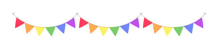 Rainbow pennant garland bunting divider simple vector illustration clipartのイラスト素材
