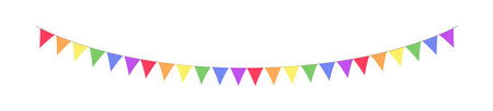 Rainbow pennant garland bunting divider simple vector illustration clipartのイラスト素材
