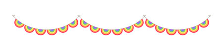 Rainbow scalloped garland bunting divider simple vector illustration clipartのイラスト素材