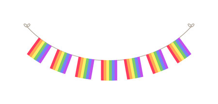 Rainbow flag pride month garland bunting divider simple vector illustration clipartのイラスト素材