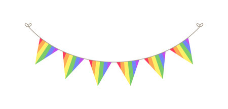 Rainbow pennant garland bunting divider simple vector illustration clipartのイラスト素材