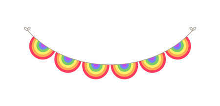 Rainbow scalloped garland bunting divider simple vector illustration clipartのイラスト素材