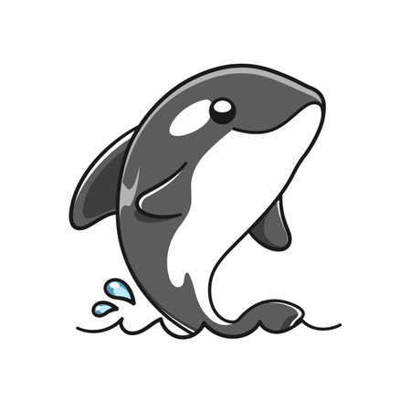 Cute Orca whale vector illustration. Killer whale cartoon clipart.のイラスト素材