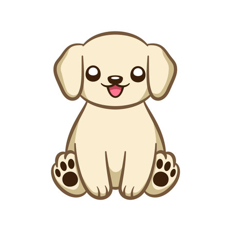 Illustration for Cute happy puppy sitting down cartoon illustration clipart - Royalty Free Image