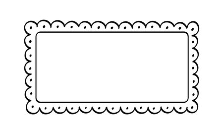 Rectangle scalloped doily frame doodle line art illustration clipartのイラスト素材