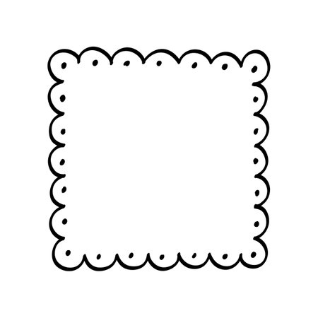 Square scalloped frame doodle line art illustration clipartのイラスト素材