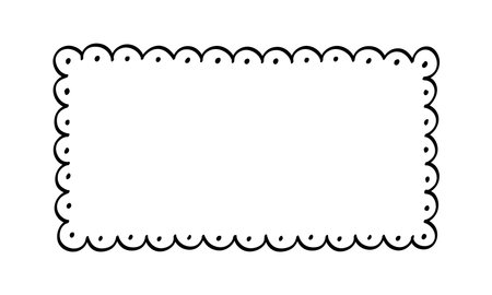 Rectangle scalloped doily frame doodle line art illustration clipartのイラスト素材