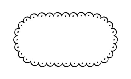 Long rounded scallop frame doodle line art illustration clipartのイラスト素材