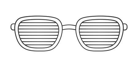 Shutter glasses outline line art clipart. Funky party glasses eyewear cartoon vector illustration.のイラスト素材