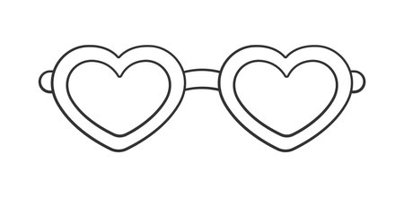 Heart shaped sunglasses line art outline clipart. Funky party glasses eyewear cartoon vector illustration.のイラスト素材