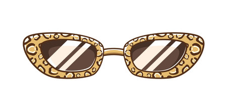 Leopard print shades sunglasses clipart. Funky party glasses eyewear cartoon vector illustration.のイラスト素材