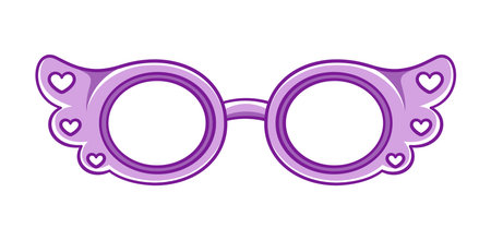 Lavender purple shades sunglasses with heart pattern clipart. Funky party glasses eyewear cartoon vector illustration.のイラスト素材