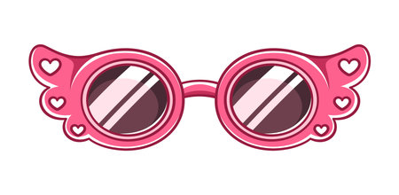 Hot pink shades sunglasses with heart pattern clipart. Funky party glasses eyewear cartoon vector illustration.のイラスト素材