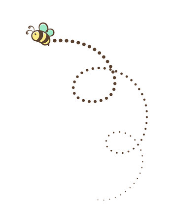 Flying honey bee trail line vector clipartのイラスト素材