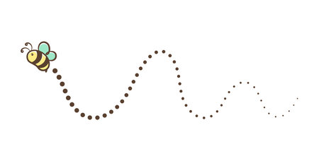 Flying honey bee trail line vector clipartのイラスト素材