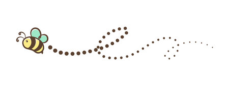 Flying honey bee trail line vector clipartのイラスト素材