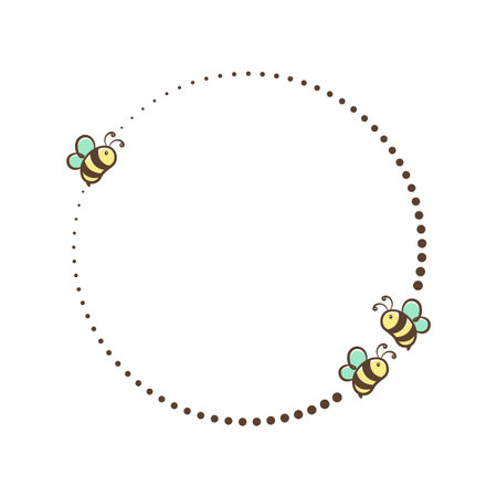 Flying honey bee circle frame vector clipart designのイラスト素材