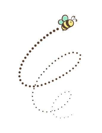 Flying honey bee trail line vector clipartのイラスト素材