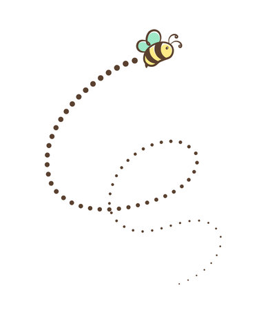 Flying honey bee trail line vector clipartのイラスト素材