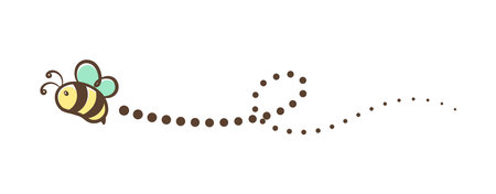 Flying honey bee trail line vector clipartのイラスト素材