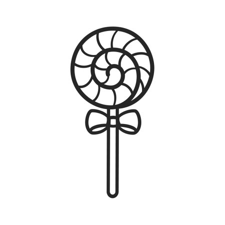 Swirl lollipop with bow cartoon outline line art clipart. Simple flat vector illustration designのイラスト素材