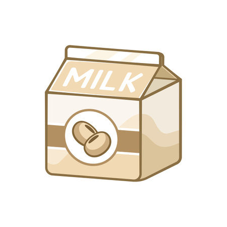 Soy milk carton clipart element. Cute simple flat vector illustration design. Soya bean flavor dairy drink print, sign, symbolのイラスト素材