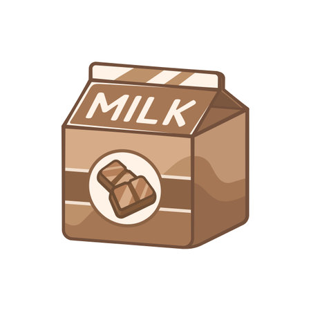 Small chocolate milk carton clipart element. Cute simple flat vector illustration design. Chocolate flavor dairy drink print, sign, symbol.のイラスト素材