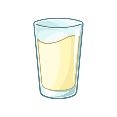 Tall glass of lemonade clipart element. Cute simple flat vector illustration design. Lemon fruit cold beverage drink print, sign, symbolのイラスト素材