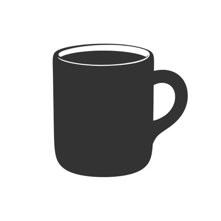 Simple plain ceramic mug with drink silhouette template. Modern minimal flat clip art vector illustration design.のイラスト素材