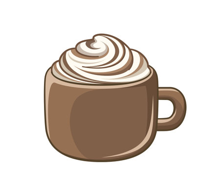 Hot chocolate with cream clipart. Food cafe beverage vector illustration.のイラスト素材